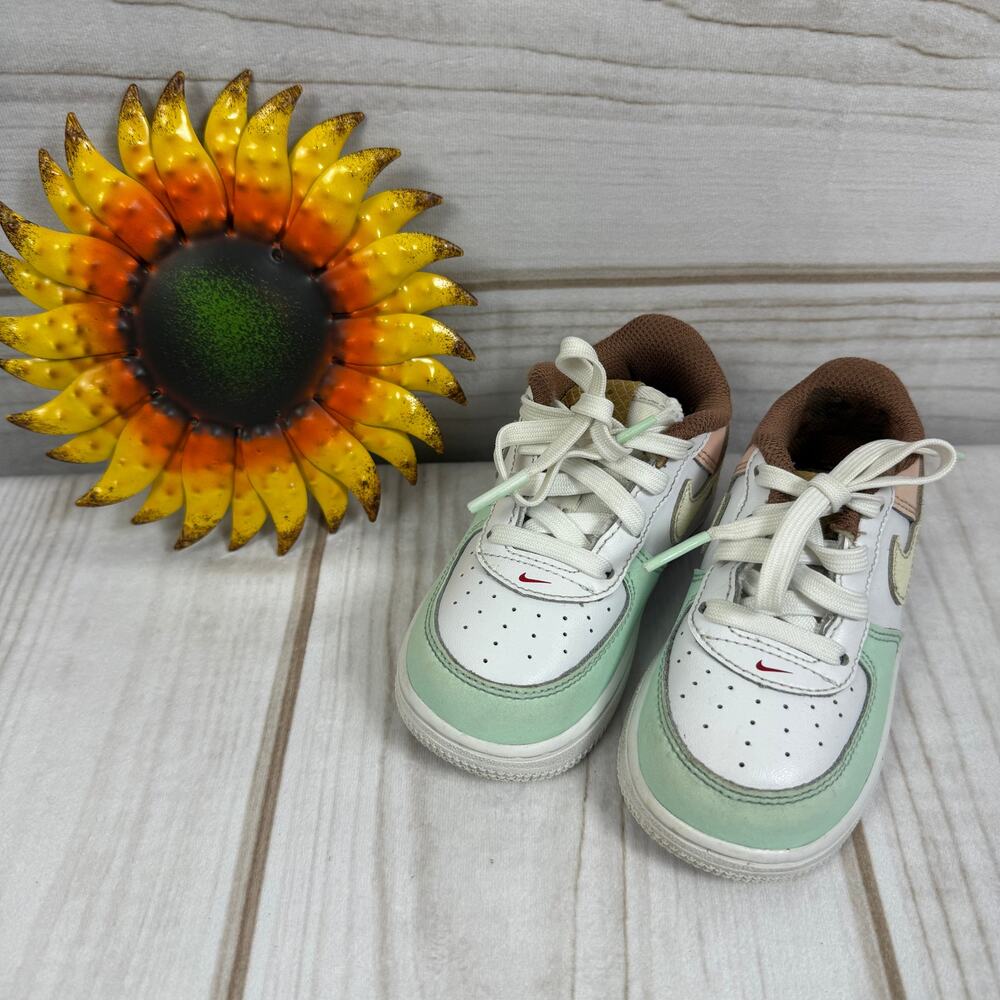 Nike Air Force 1 Low Toddler Shoes Ice Cream Leather Lace Up 7C
